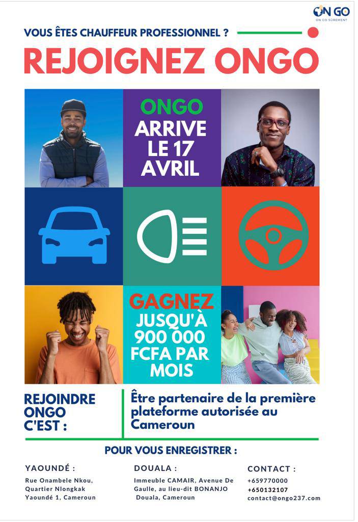 Le 17 avril, la plateforme numérique 100% camerounaise « ONGO » se lance dans le transport urbain et interurbain 