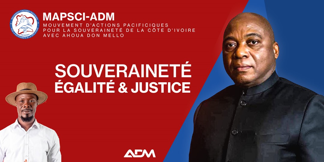 Le Mouvement d’actions pacifiques pour la souveraineté de la Côte d’Ivoire (MAPSCI-ADM) s’est félicité de la validation de la candidature d’Ahoua Don Mello par le Conseil constitutionnel, le lundi 8 septembre dernier. À travers une déclaration officielle lue par son président, Kopro Amani, ce mouvement a exprimé sa satisfaction et renouvelé son soutien indéfectible à celui qu’il qualifie de « leader actif et inclusif ».