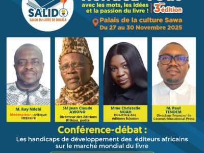 Au cours de la 3ème édition du Salon du Livre de Douala qui s’ouvre ce jeudi 27 novembre dans la capitale économique camerounaise, la patronne des éditions Eclosion sera l'une des voix clés de la conférence-débat portant sur « Les handicaps de développement des éditeurs africains sur le marché mondial du livre ». 