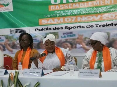 "Conférence de presse du Caucus des femmes de Côte d'Ivoire pour la paix, avec l'honorable Mariam Traoré, en prélude au grand rassemblement du 7 novembre 2026 au Palais des Sports de Treichville"